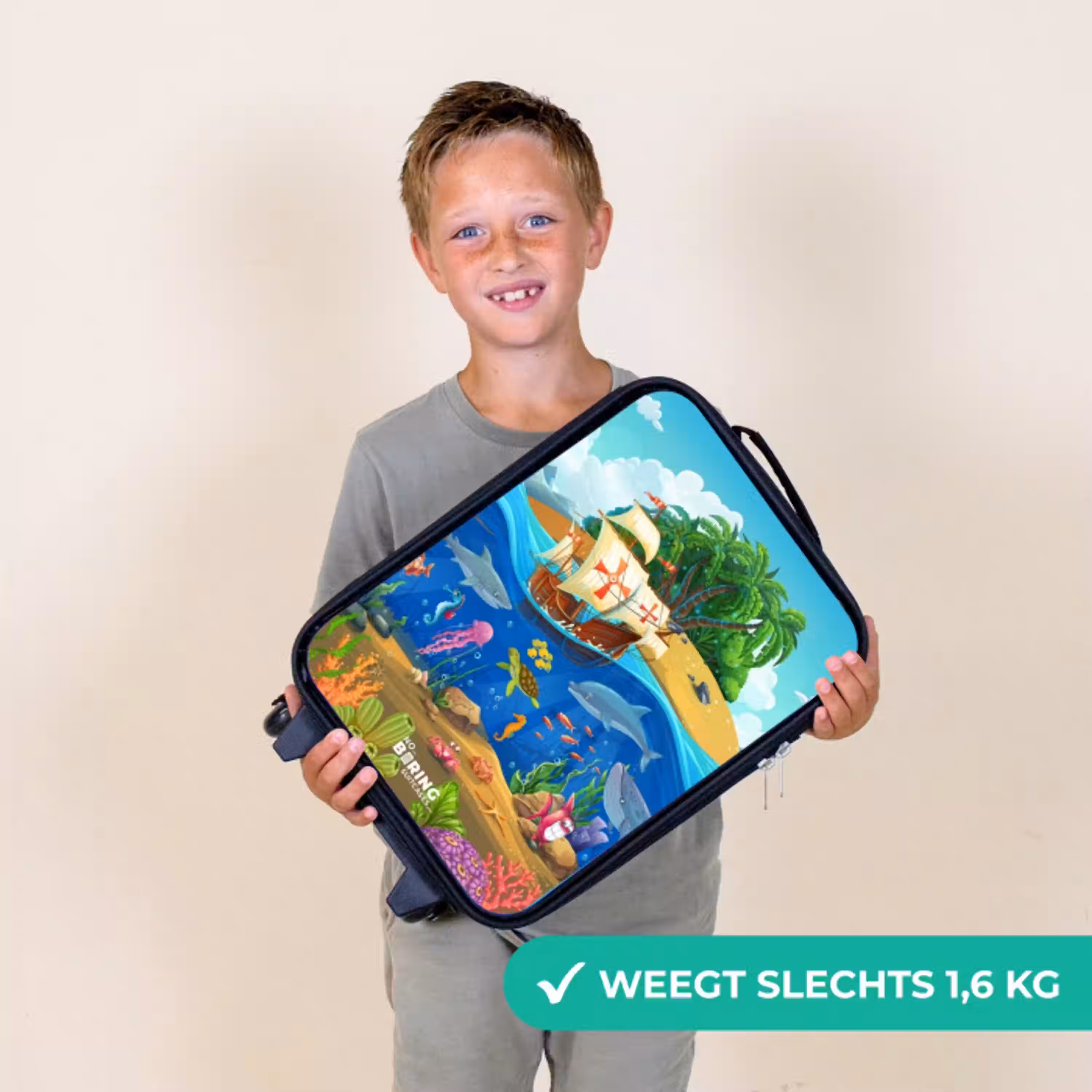 Zeilschip op de oceaan Kinderkoffer - Zwart klein -sfeer4_NL