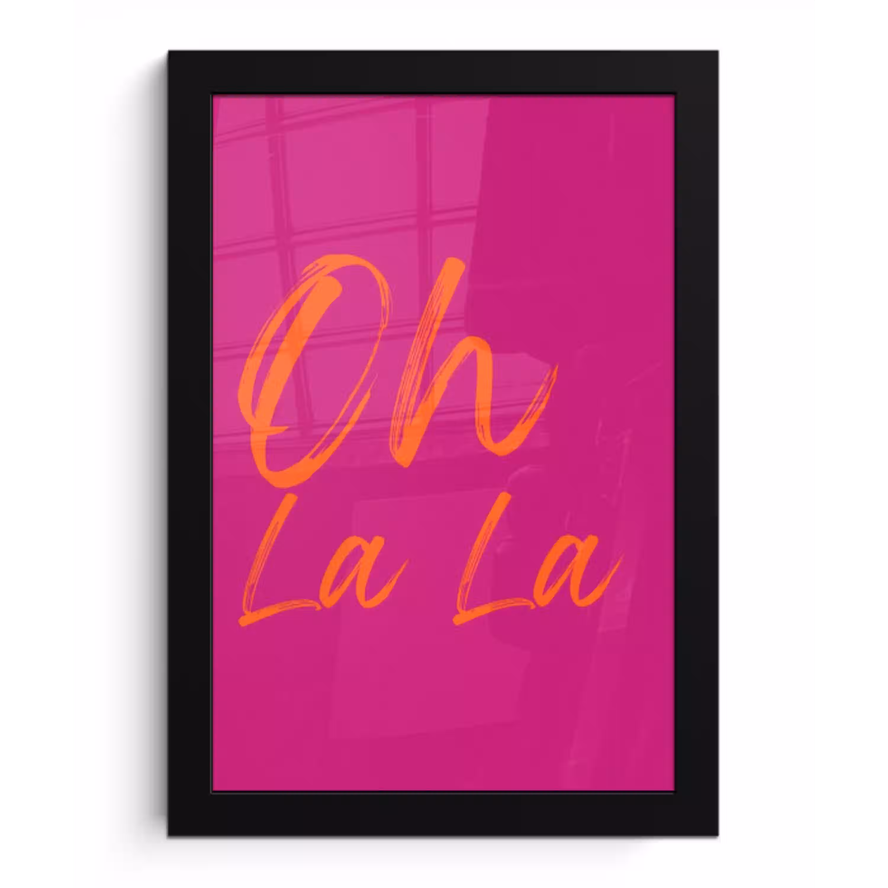 Oh la la - Oranje - Roze fotolijst zwart zonder passe partout klein -3d