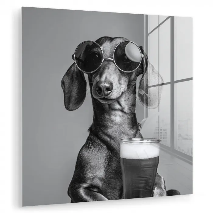 Teckel - Bier - Glas - Bril plexiglas 5mm klein -zzzproduct_nieuw