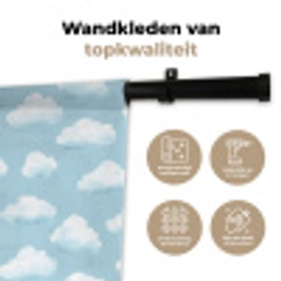 Wolken - Illustratie - Blauw Wandkleed katoen klein 269 -sfeer2