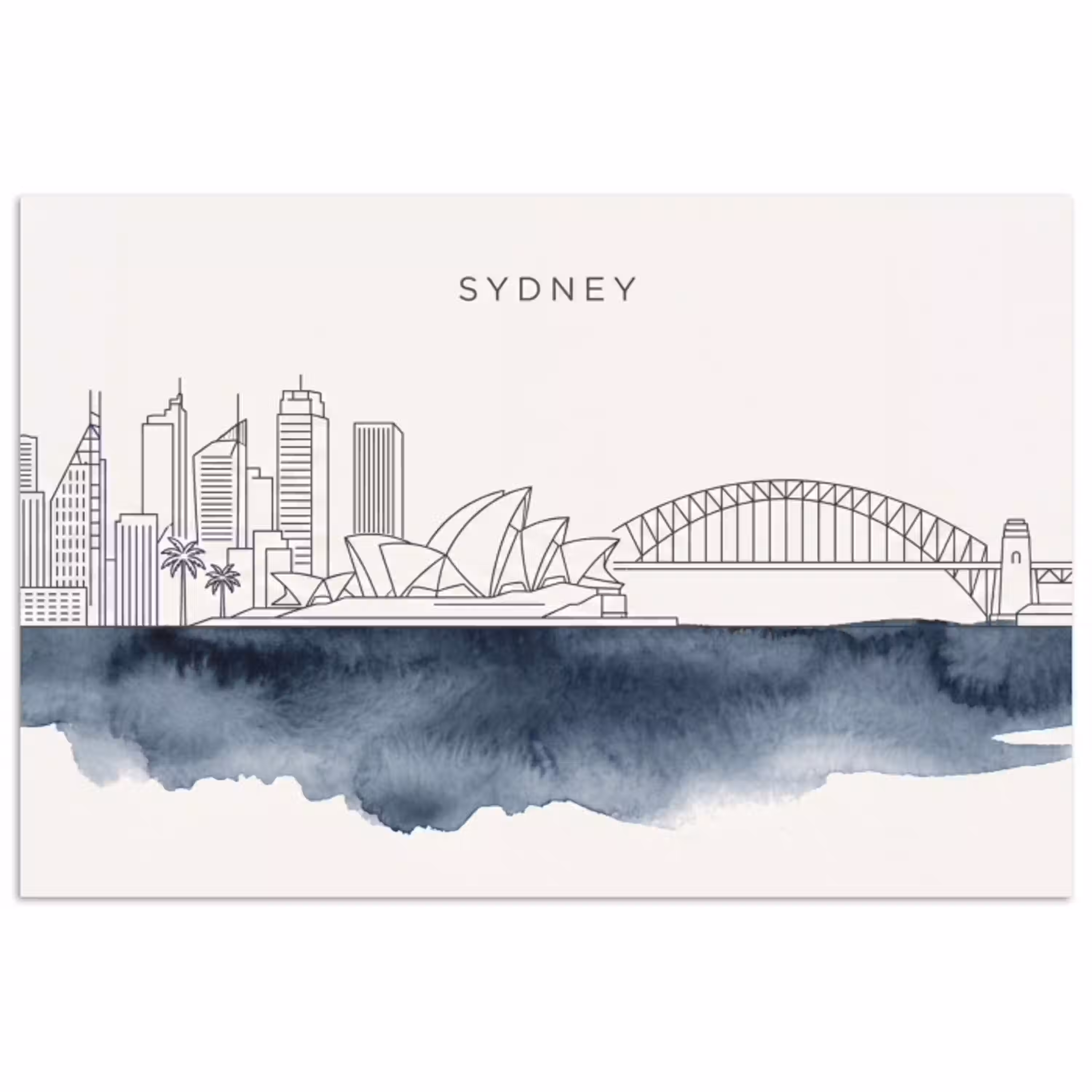 Stad - Skyline - Architectuur - Minimalistisch - Blauw poster papier klein -3d