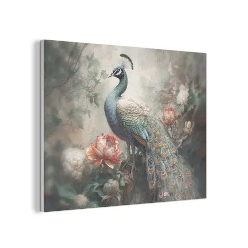 Pauw - Pauwenveren - Vogel - Jungle - Bloemen PET vilt klein -3d