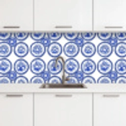 Cirkels - Bloemen - Blauw keuken achterwand 2 middel 871 -3d