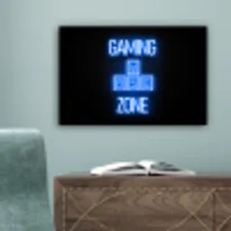 Gaming - Tekst - Gaming zone - Neon - Blauw canvas 2cm klein -sfeer4