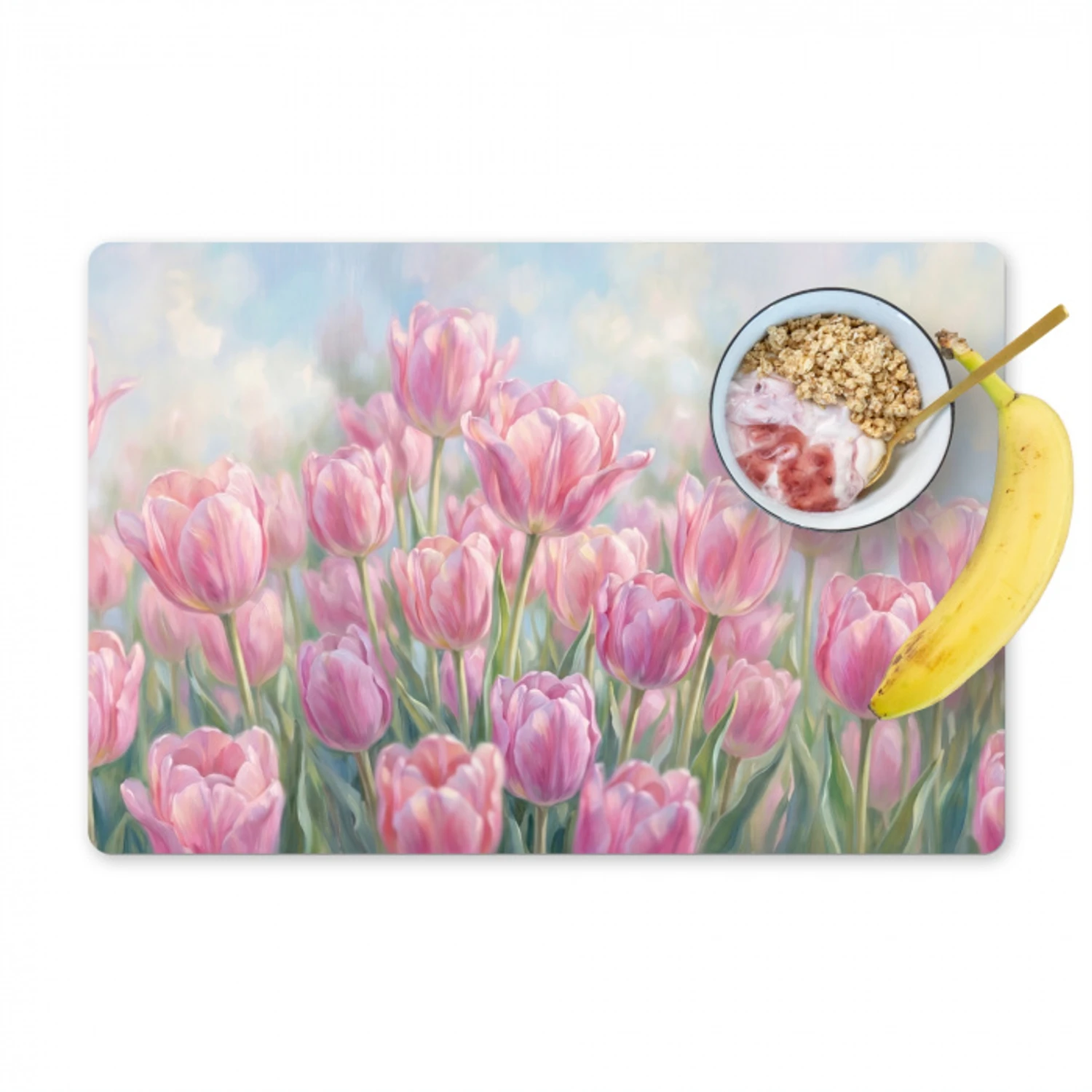 Tulpen - Veld - Lente - Roze Placemat vinyl groot -zzzproduct_Kitchenyeah-website