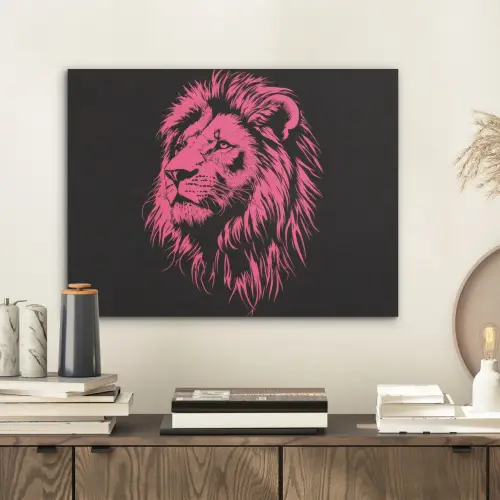 Leeuw - Zwart - Roze - Neon PET vilt klein -sfeer1
