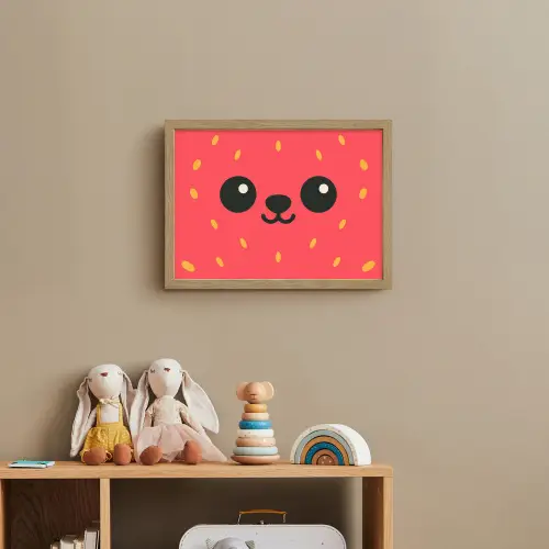Kat - Aardbei - Cartoon Light Box met batterij (Wandlamp kind) middel -sfeer2_kind