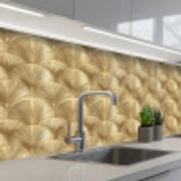 Patroon - Waaier -  Goud keuken achterwand 2 middel 871 -3d_schuin