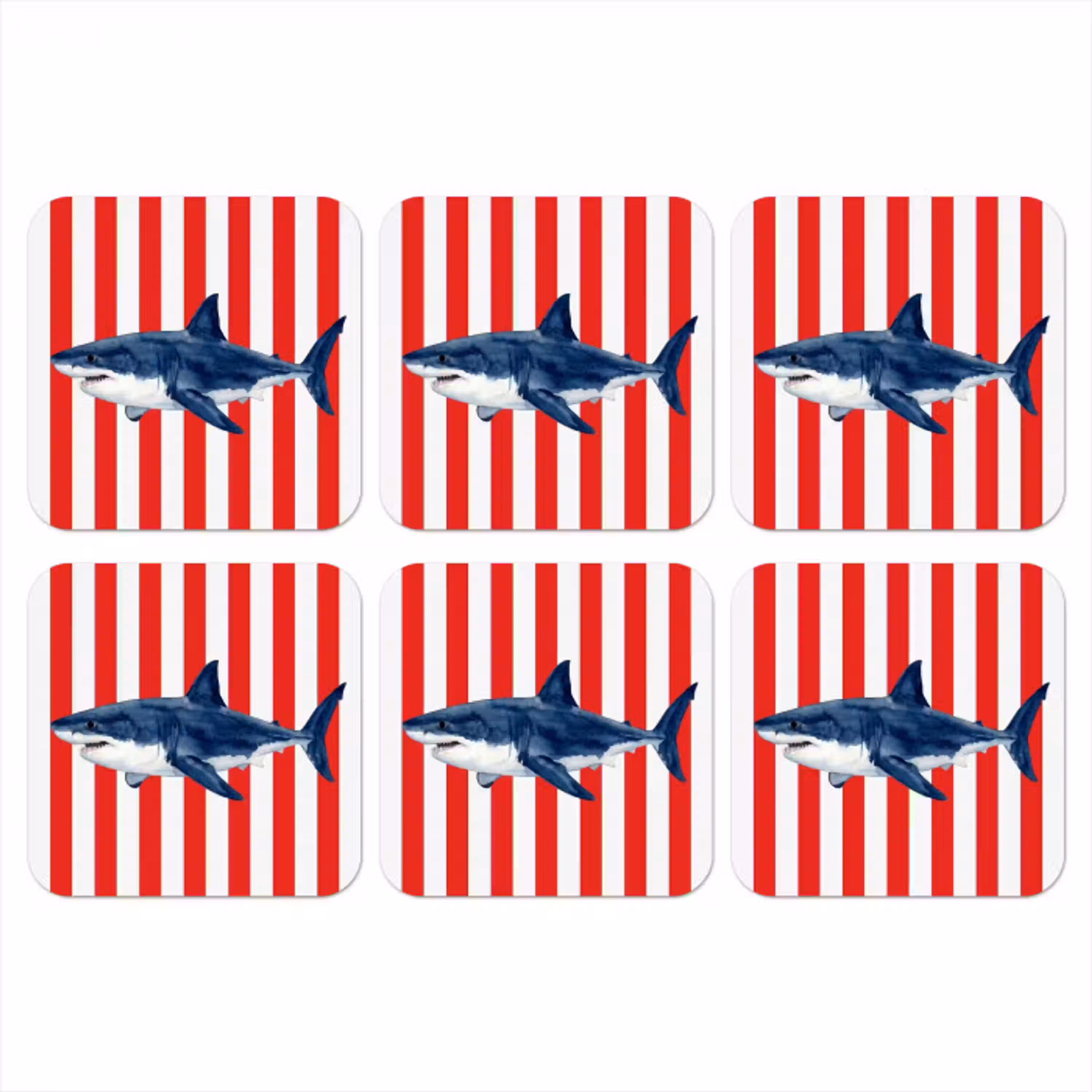 Vis - Haai - Zee - Illustratie - Blauw onderzetter kurk middel -3d