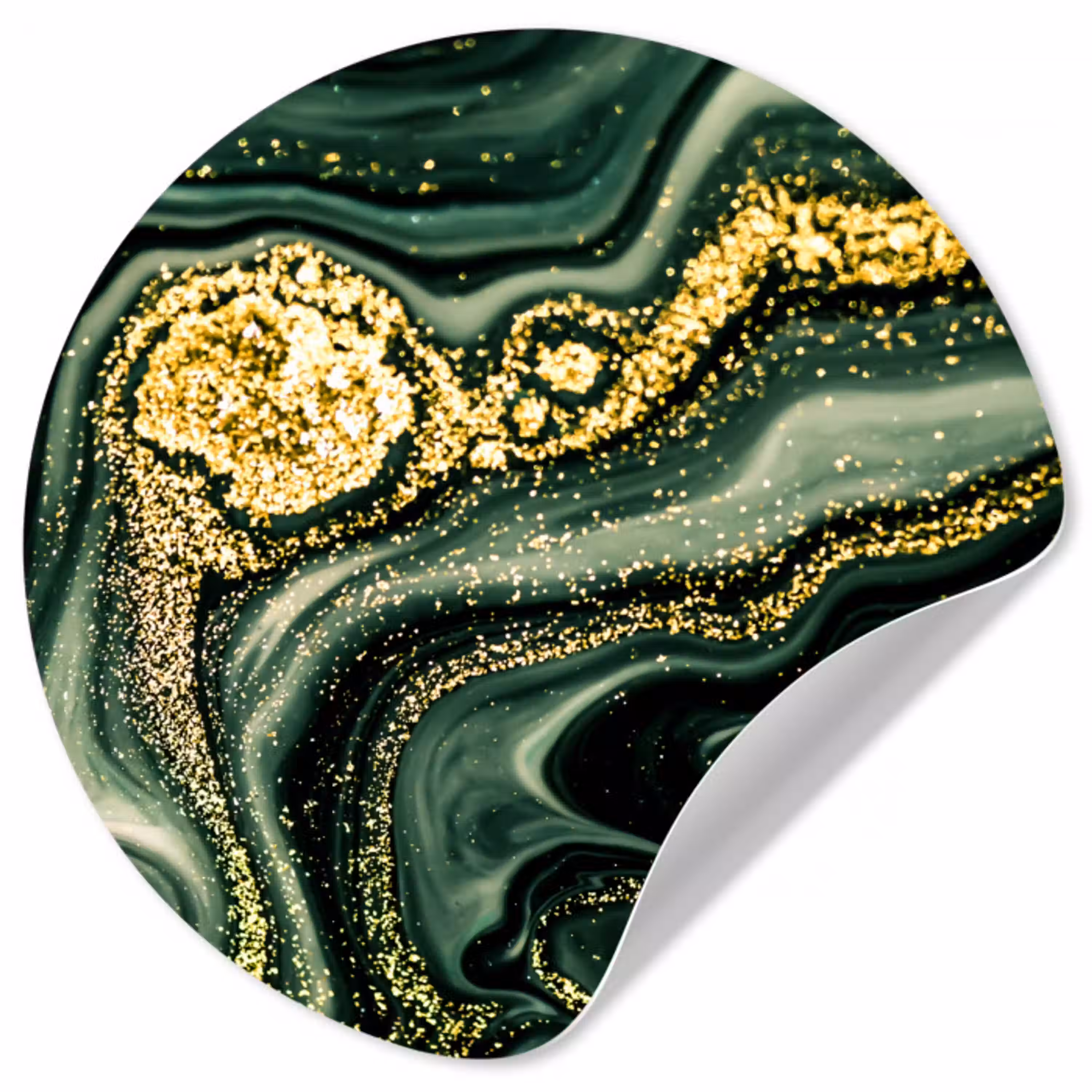 Marmer - Goud - Glitter - Groen - Marmerlook - Luxe Wandcirkel behangsticker klein -3d