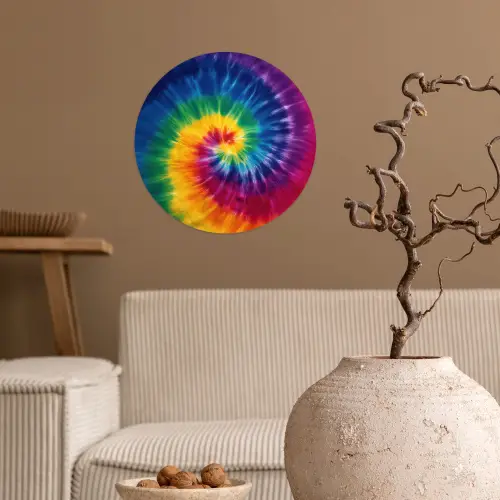 Regenboogkleuren - Spiraal - Kleurrijk Wandcirkel behangsticker klein -sfeer1