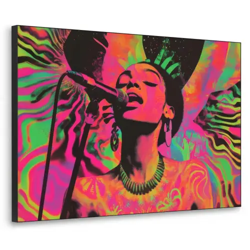 Vrouw - Microfoon - Neon Textielframe zwart klein -3d