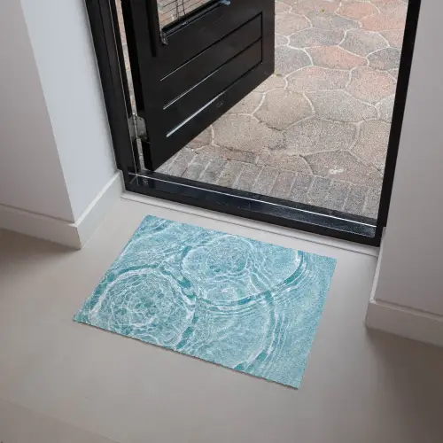Water - Blauw - bubbels Deurmat klein -sfeer5