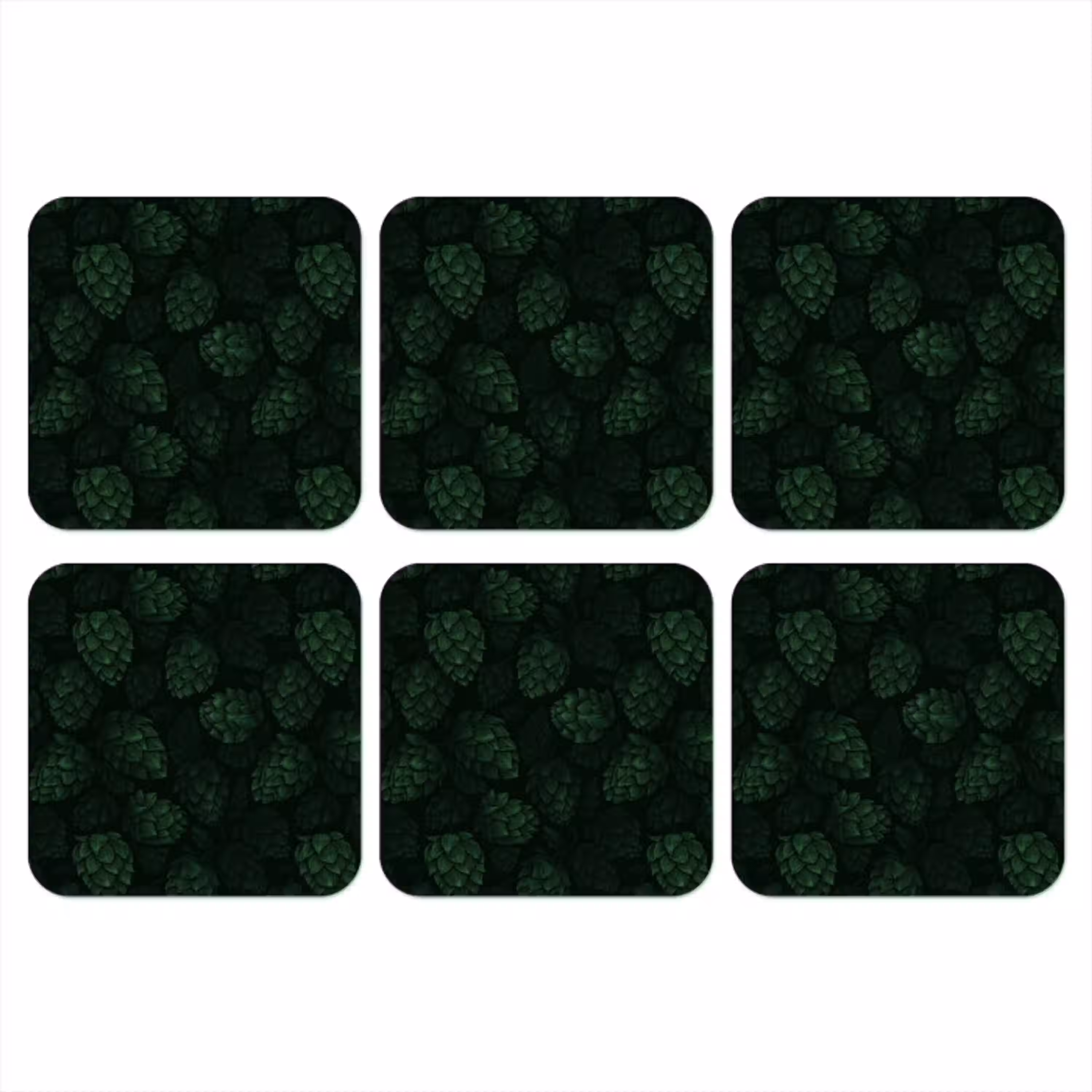 Donker - Groen - Hopbellen - Botanisch - Illustratie onderzetter kurk middel 366 -3d