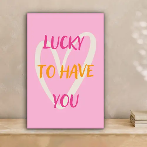 Lucky - Love - Valentijn - Roze canvas 2cm klein -sfeer1