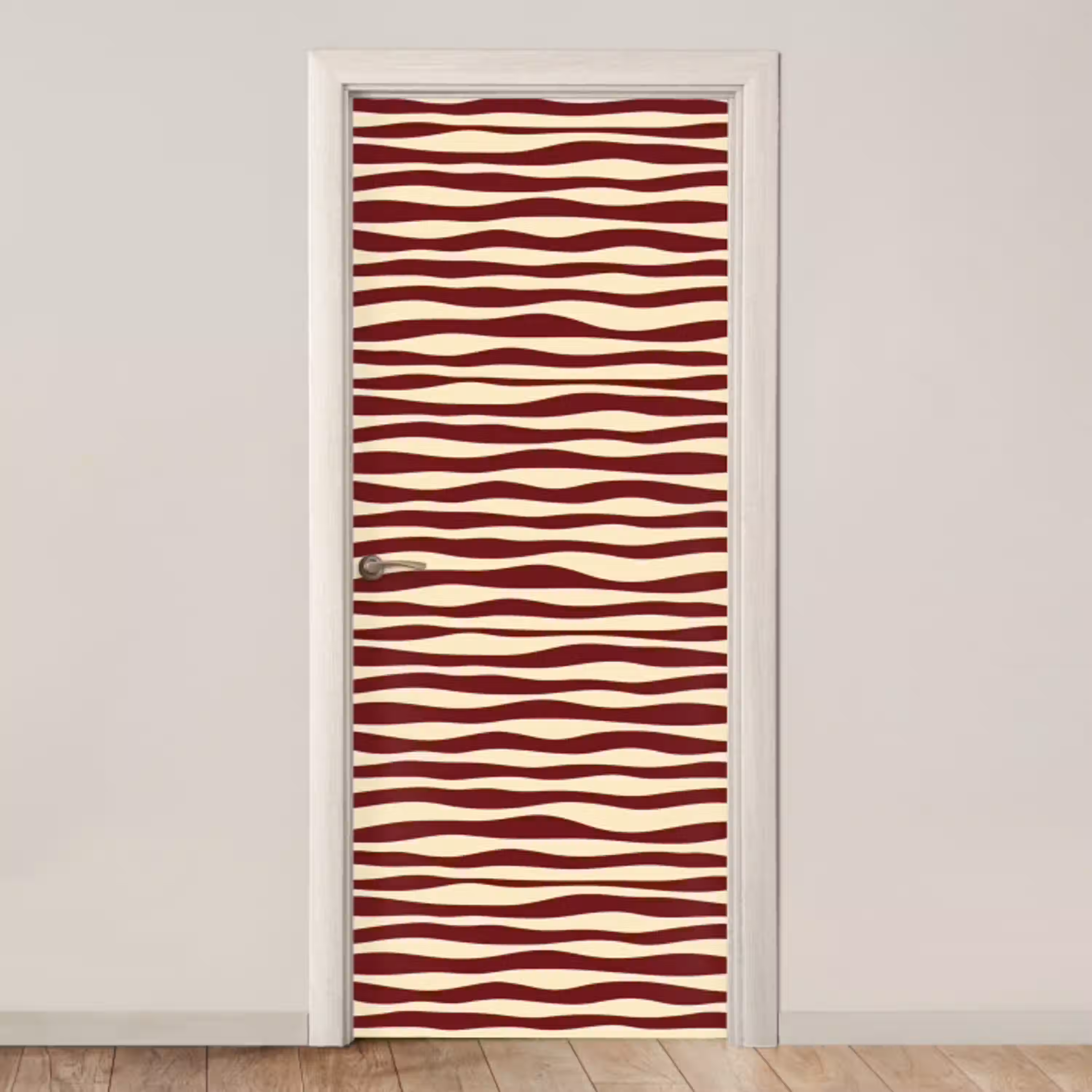 Golven - Rood - Patroon - Crème deurposter klein 289 -3d_beige