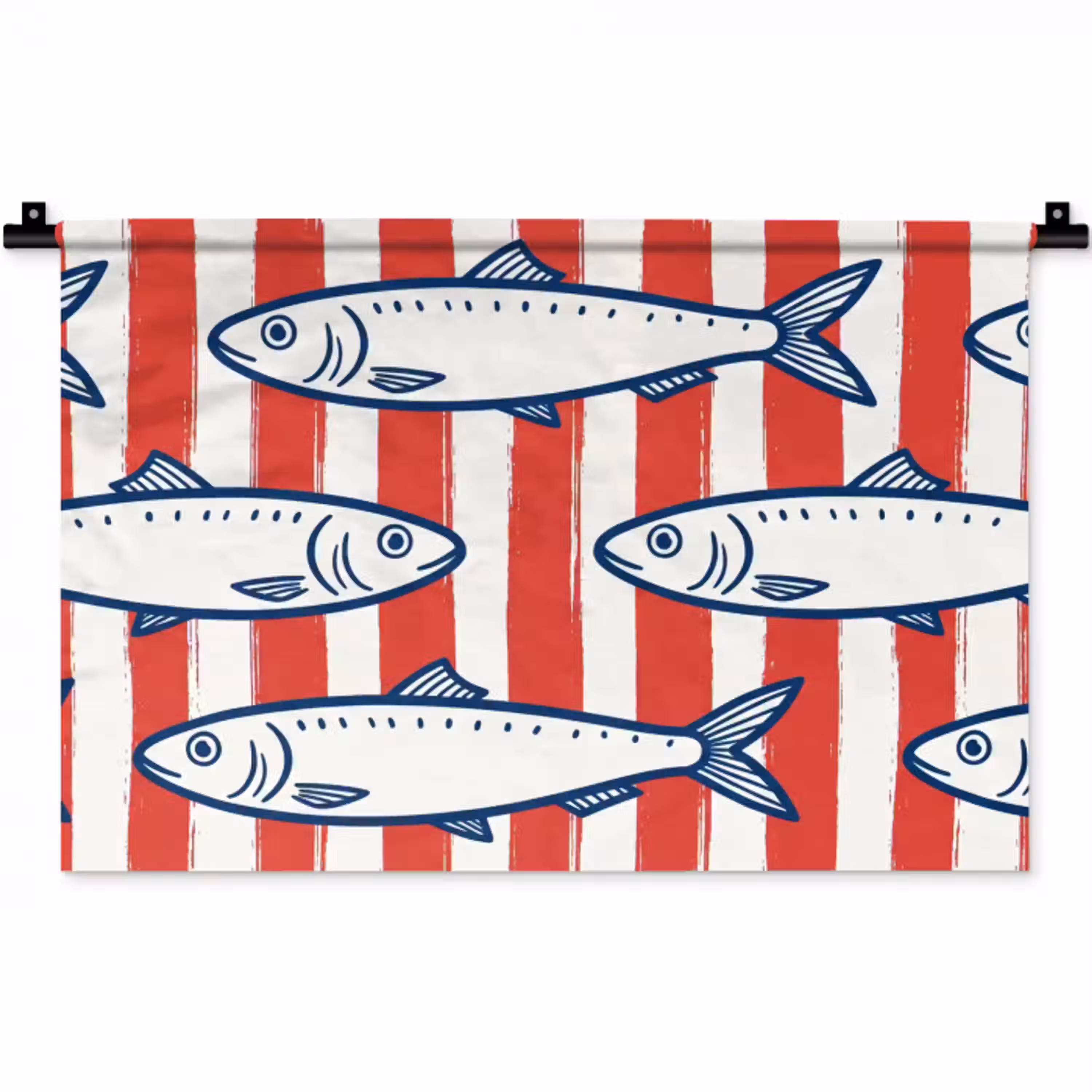Vis - Patroon - Strepen - Illustratie - Rood Wandkleed katoen klein -zz3d