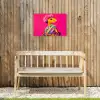 Hagedis - Bloemen - Roze - Kimono Tuinposter op houten frame 2 cm dik klein -sfeer4