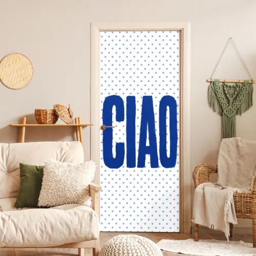Ciao - Stippen - Roze - Wit deurposter klein -sfeer2
