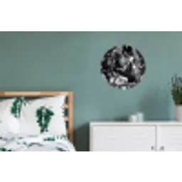 Springen - Paard - Zwart - Wit Wandcirkel aluminium klein -slaapkamer