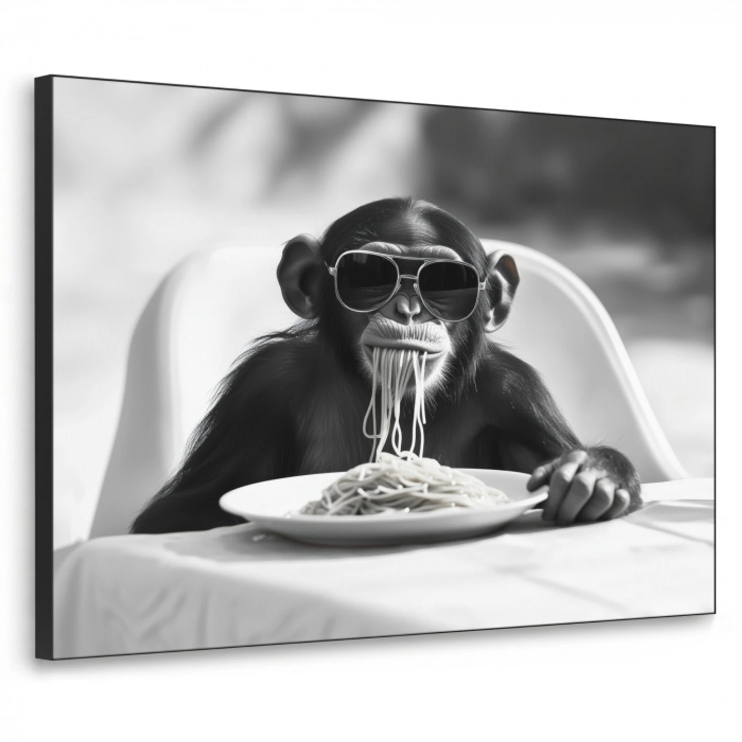 Aap - Spaghetti - Zonnebril - Zwart wit - Cool - Dier Textielframe - compleet frame klein -3d
