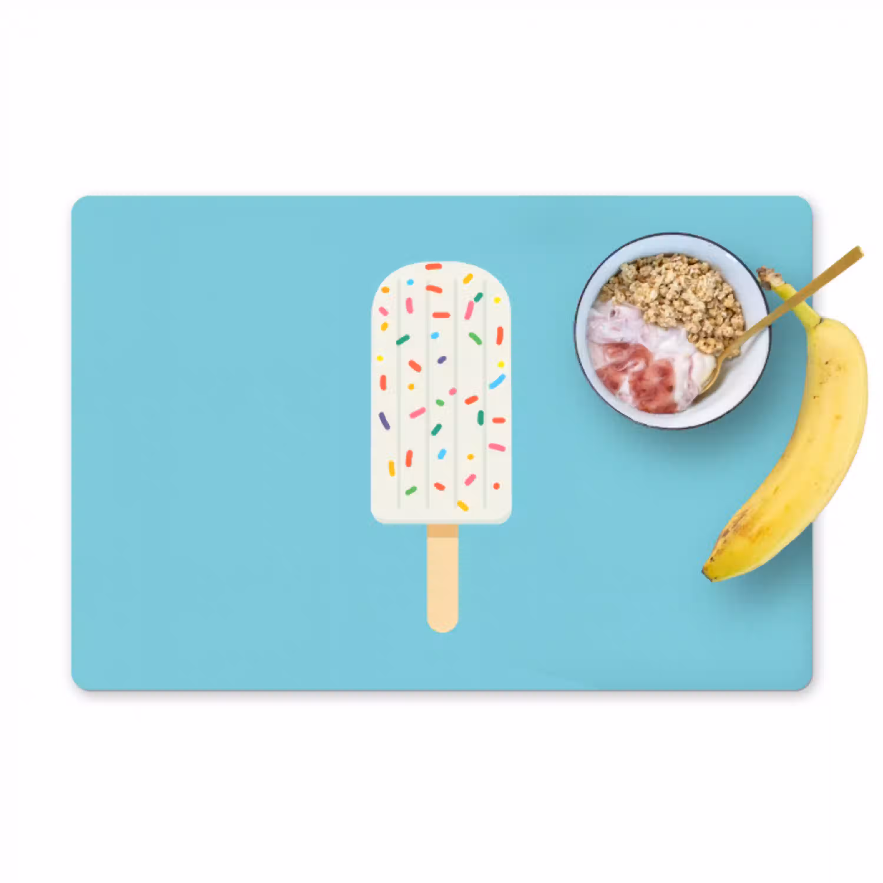 Ijsje - Stokje - Sprinkles - Lichtblauw Placemat vinyl groot -zzzproduct_Kitchenyeah-website