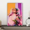 Portret - Vrouw - Abstract - Bloemen canvas 2cm klein -sfeer6