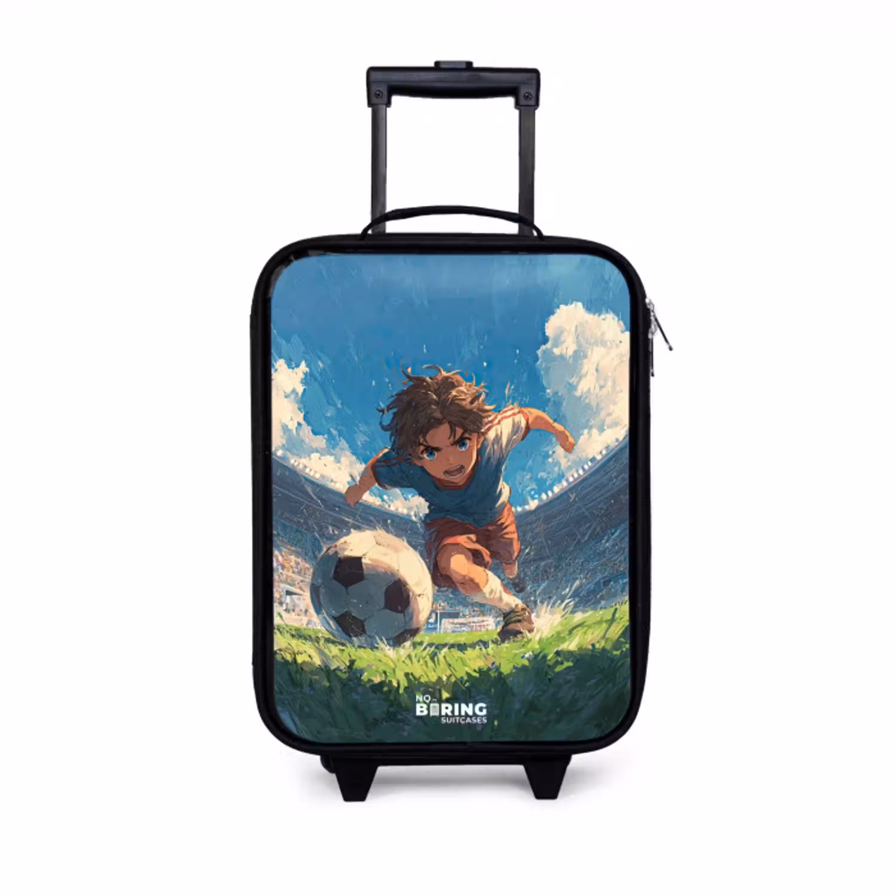 Stadion - Voetbal - Jongen Kinderkoffer - Zwart klein -3d