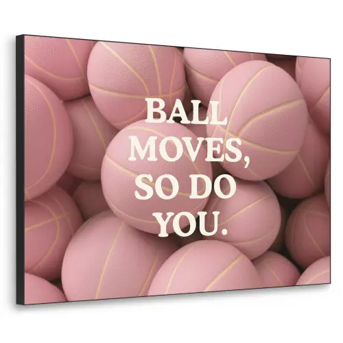Basketballen - Roze - Quote - Sportief Textielframe zwart klein -3d