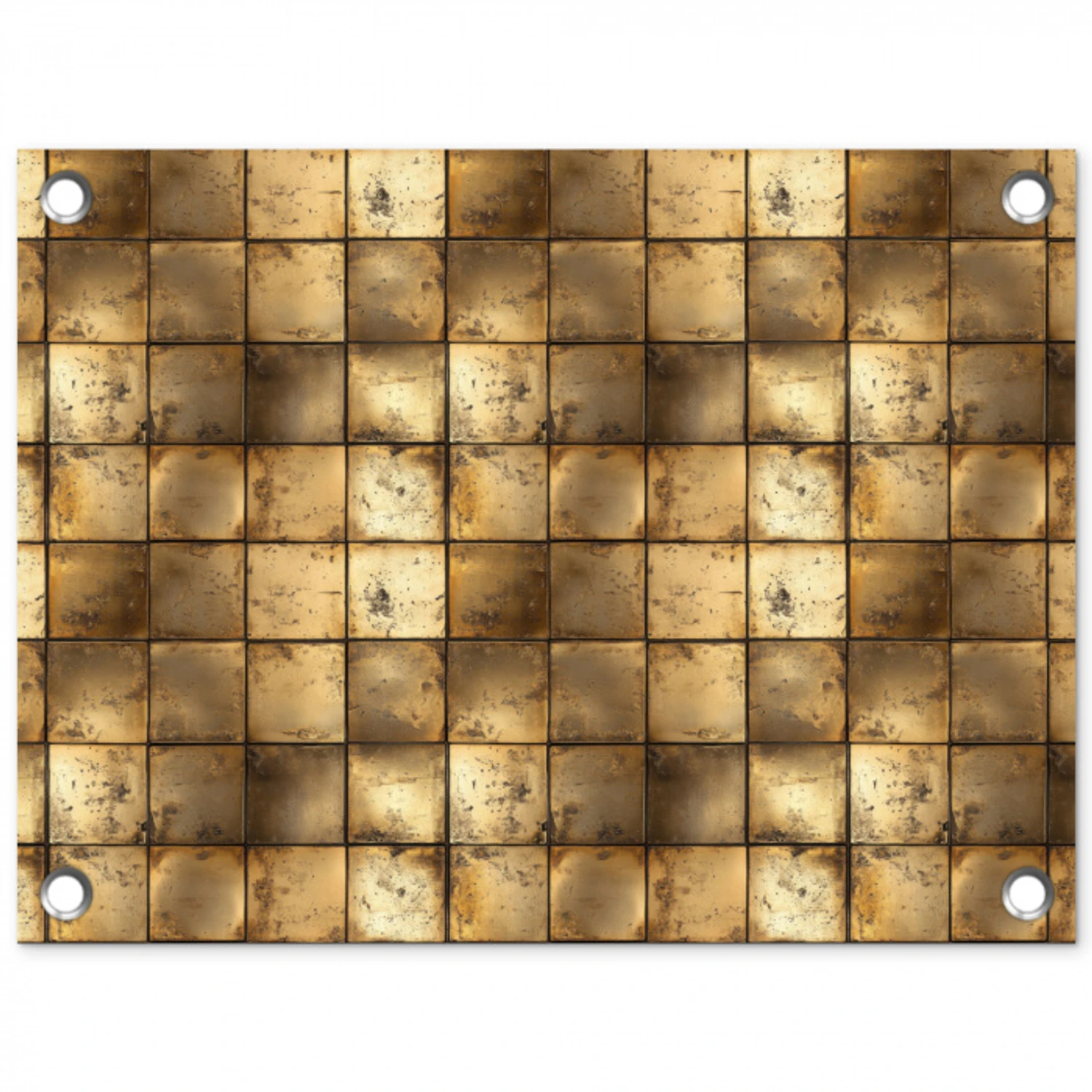 Geometrisch - Tegels - Goud tuinposter los doek klein 239 -3d