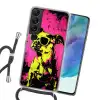 Hond - Zonnebril - Roze - Art Hoesje Samsung Galaxy S22 met koord klein -sfeer1