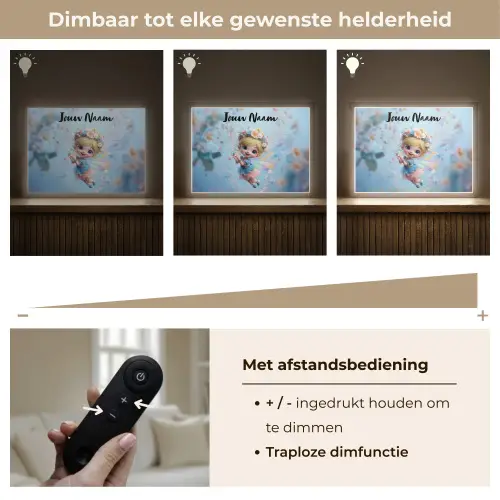 Fee - Bloemen - Sprookje - Blauw Light Box met batterij (Wandlamp kind) middel -USP_dimbaarNL