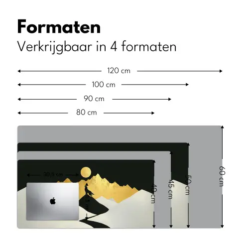 Wolf - Bergen - Maan - Zwart Muismat XXL klein -sfeer5