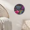 Dinosaurus - Kind - Patronen - Roze - Meisjes Wandcirkel kunststof plaat 5mm dik klein -sfeer5