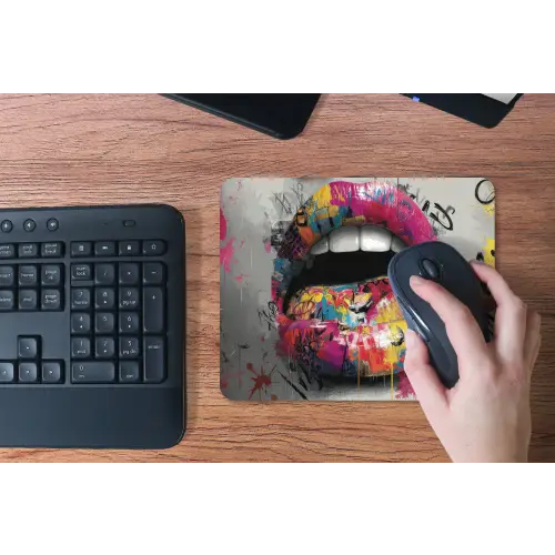 Lippen - Graffiti - Expressief muismat rubber klein -toetsenbord