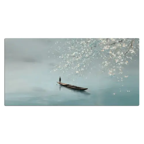Bloesems - Minimalistisch - Wateroppervlak - Boot Muismat XXL klein -3d_leeg