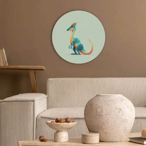 Staart - Dino - Minimalistisch - Blauw Akoestische PET Vilt - Rond klein -sfeer1