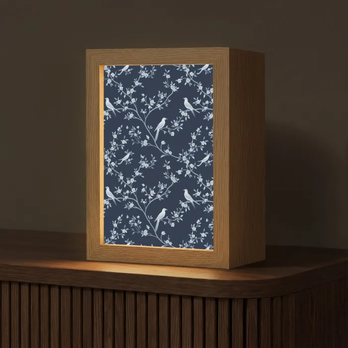 Grafisch - Bloesemtak - Blauw Light Box met kabel (Tafellamp) klein 925 -z3d_website
