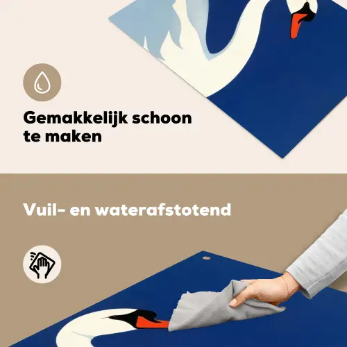 Zwaan - Wit - Snavel - Illustratie Inductie beschemer met haakjes klein -ky-schoon-nl