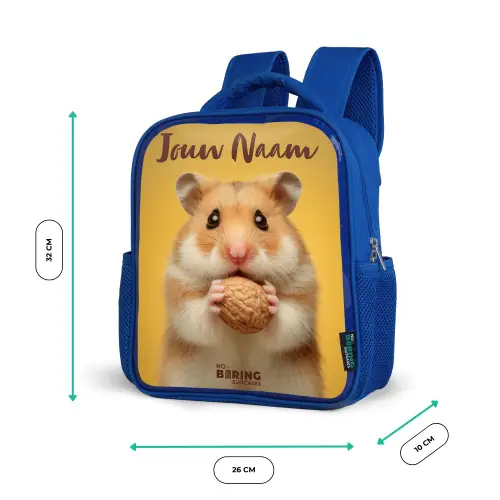 Hamster - Walnoot - Dier Kinderrugzak - Blauw middel -productfoto_formaten