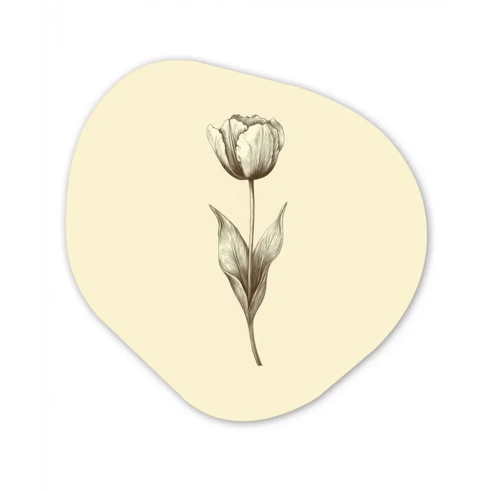 Illustratie - Tulp - Zwart Wandcirkel Organisch Aluminium middel -3d