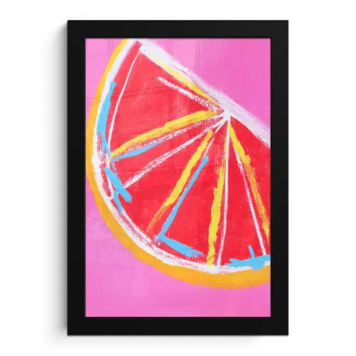 Grapefruit - Geschilderd - Roze - Strepen fotolijst zwart zonder passe partout klein -3d