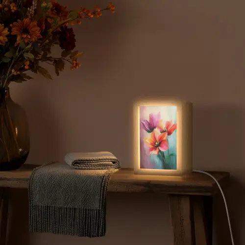Tulpen - Lichtreflecties - Kleurverloop Light Box met kabel (Tafellamp) klein -sfeer4
