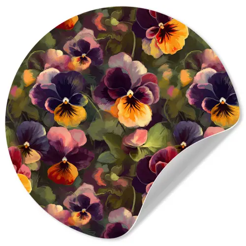 Warm - Patroon - Penseel - Viooltjes Wandcirkel behangsticker klein 186 -3d