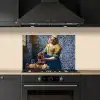 Melkmeisje - Delfts Blauw - Vermeer - Schilderij - Oude meesters keuken achterwand spatscherm klein -sfeer1