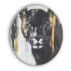 Panter - Zwart - Abstract - Verfstreken Akoestische PET Vilt - Rond klein -3d