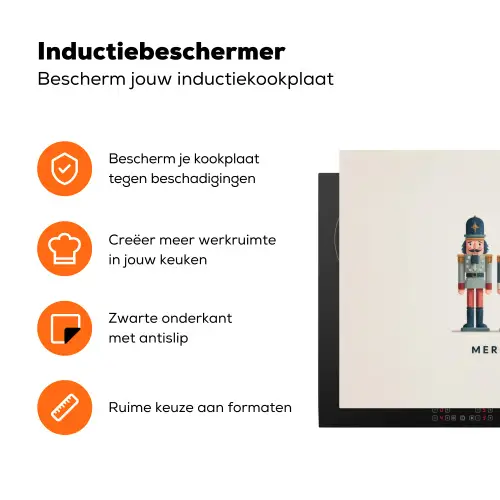 Notenkrakers - Minimalistisch - Kerst - Beige Inductie beschermer vinyl 3mm klein -zzzzzzz-td-ups
