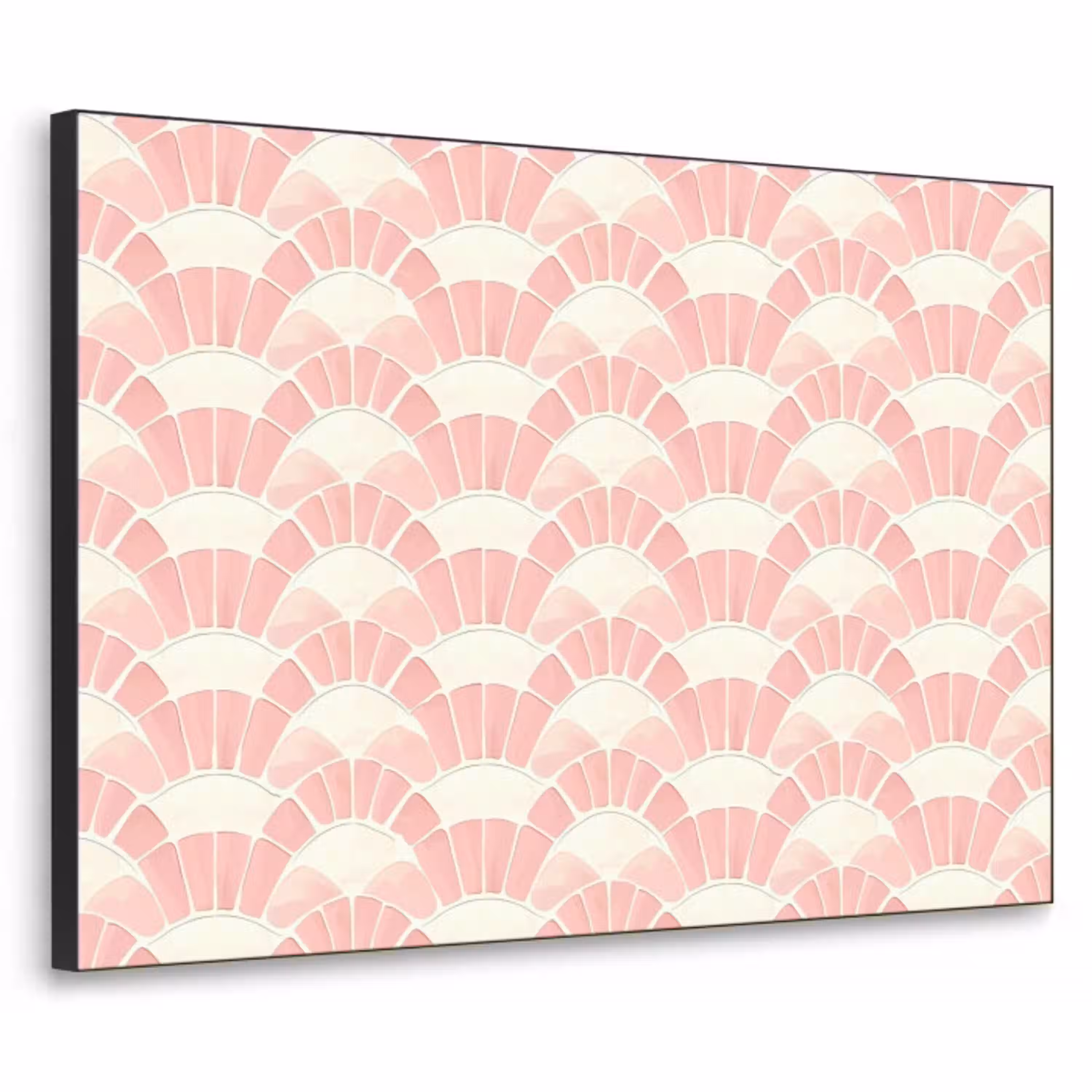 Roze - Waaiers - Mozaïek - Patroon Textielframe zwart klein 947 -3d