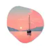 Zeilboot - Roze zee - Zonsondergang - Bergen Wandcirkel Organisch Forex 3mm klein -3d