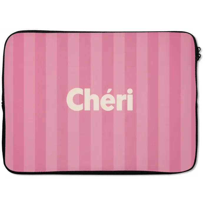Gestreept - Roze - Chéri laptophoes neopreen klein -zkaufland3dotto